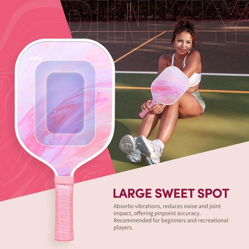 Dinkly Pickleball Paddles Set of 2/4- USAPA Approved Graphite/Fiberglass Pickleball Racket, 2 Pickleball Rackets, 4 Balls and 1 Portable Carry Bag, Aesthetic Pickle Ball Set for Men Women Beginners - Image 2